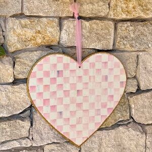 Hand Crafted Rosy Check Large Wood Heart Pink